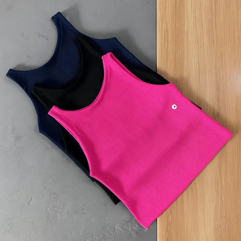 Kit 3 Cropped Feminino Regata Básico Canelado no