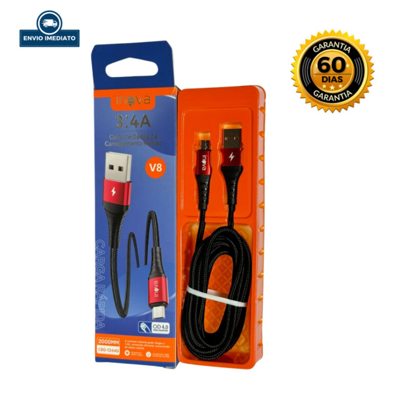 Cabo USB V8 Inova 3.4A  2 Metros de cabo – A