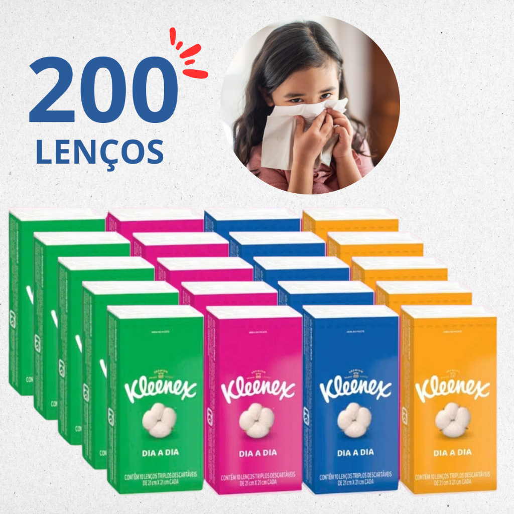 200 Lenço de Papel Triplo Kleenex Kit Descartavel Pano Toalhas