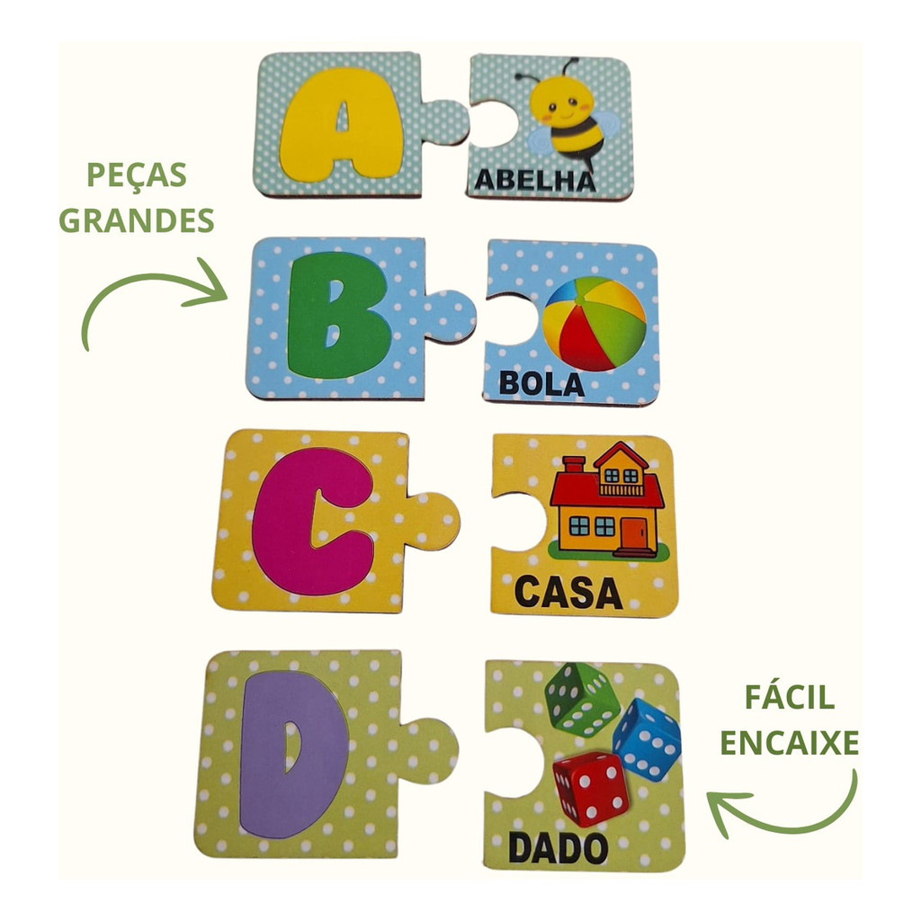 Jogo Encaixe Aprendendo Alfabeto Quebra Cabeça Infantil