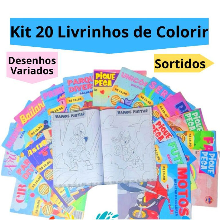 Kit 20 Revistinha Livro Educativo de Colorir Kit F