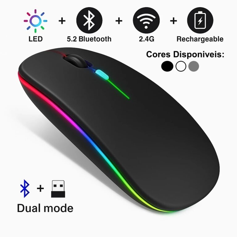 Mouse Sem Fio com Bluetooth Recarregável Wireless