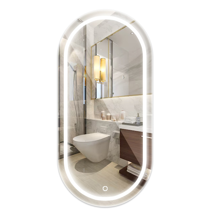 Espelho Oval Jateado Com Led 50 Cm a 120 Cm Premiu