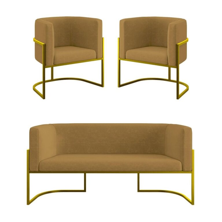 Kit 2 Poltronas + Sofá 2 Lugares para Recepção 