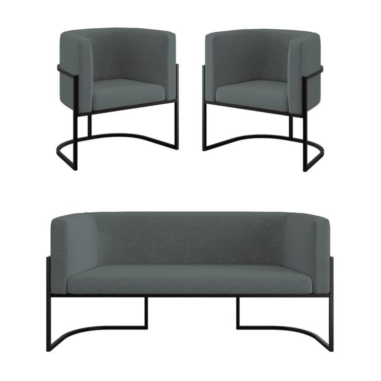 Kit 2 Poltronas + Sofá 2 Lugares para Recepção 