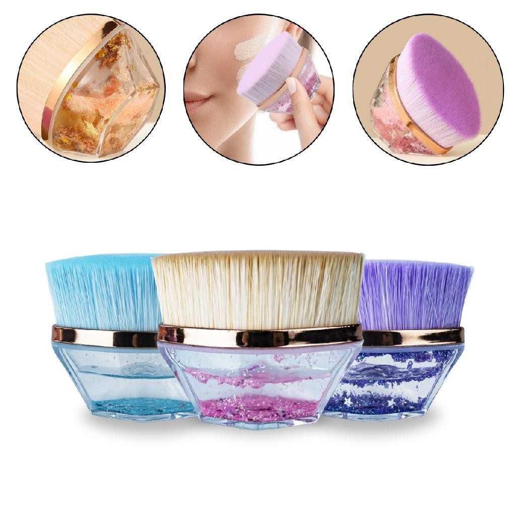 Kit 3 Pincel Mágico Facial Oval Aplicação Base Maquiagem Makeup Base Rosto