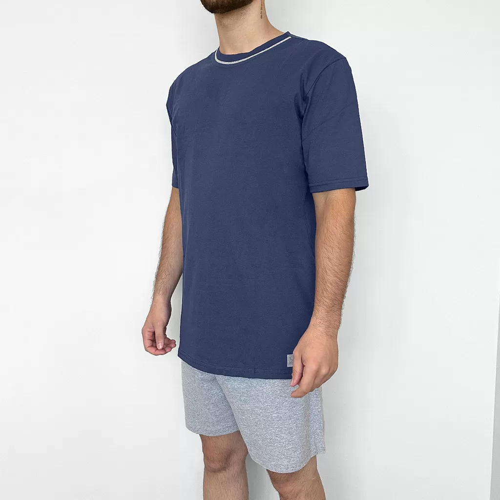 Pijama Masculino Liso Algodão Manga Curta Verão Gola Redonda Usee Brasil