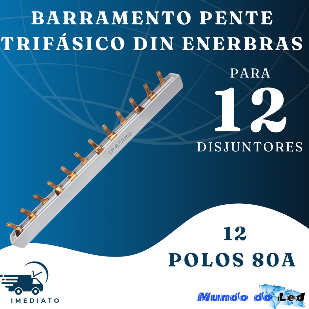 Barramento Pente Trifásico Din P/ 12 Disjuntore Enerbras