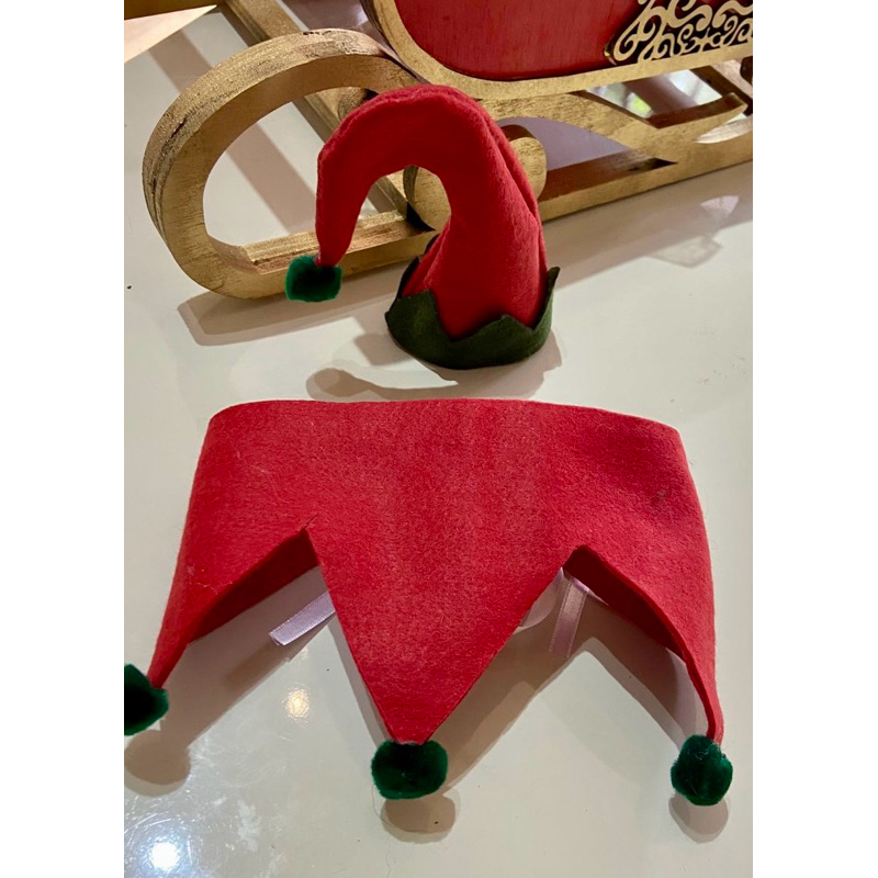 Bandana + gorro elfo doende Noel para cachorro e gato pet