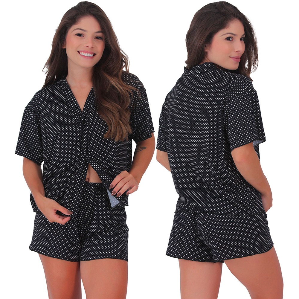 Pijama Americano Aberto Suede Short Doll Linha Noite Blogueirinha