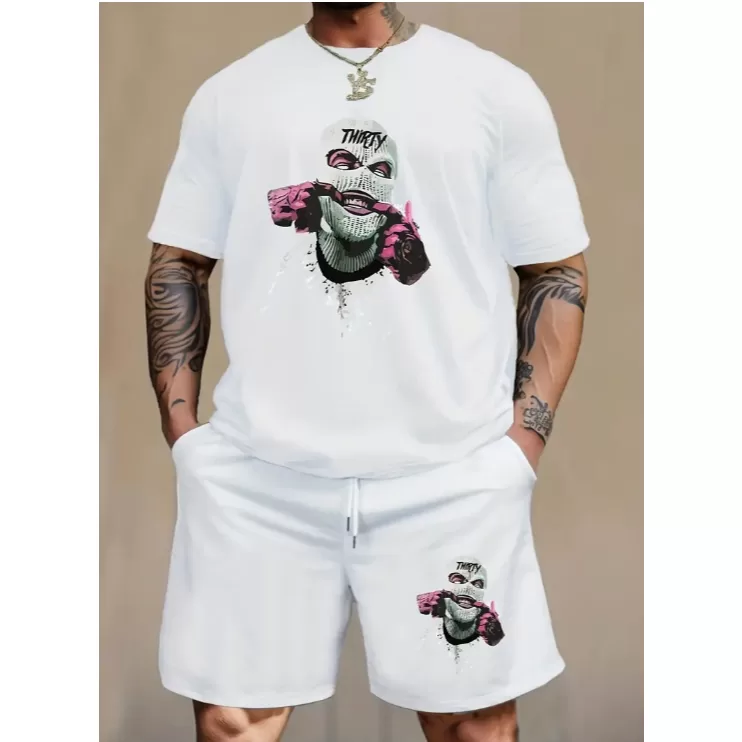 Conjunto Camiseta Masculina Larga+ Bermuda Moletom