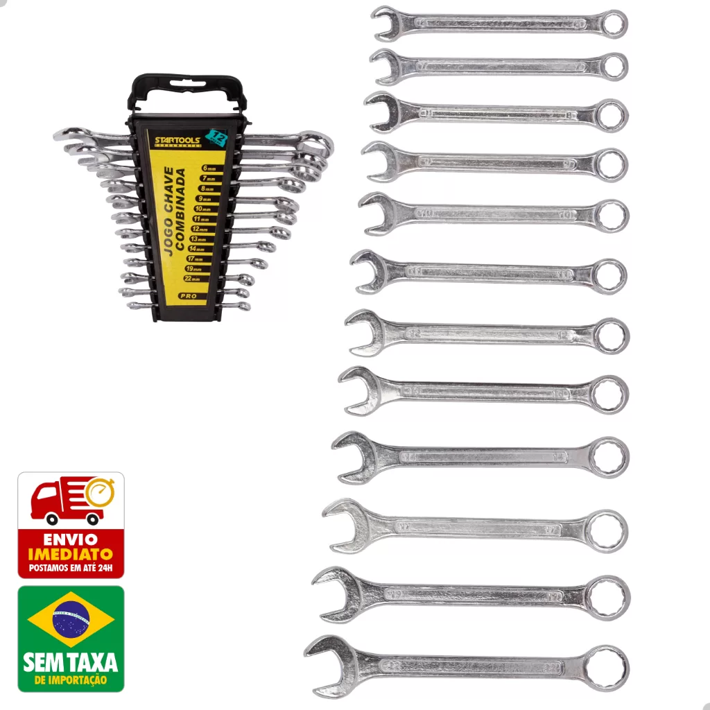 Jogo Chaves de Fixa Combinada ou Fixa 6 a 22mm 12 peças 6 ou 8 peças StarTools