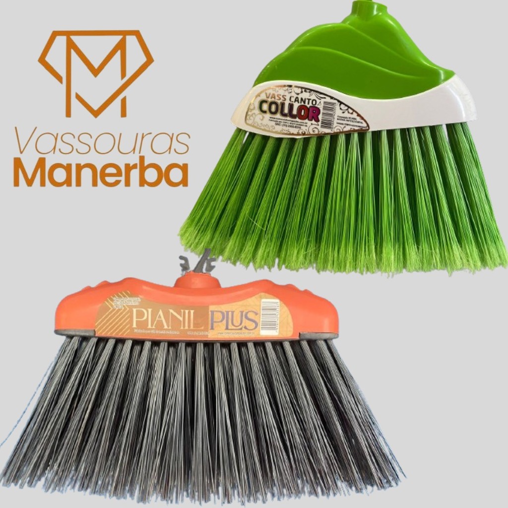 KIT 3 VASSOURAS – VARRE TUDO PLUS + CANTO COLLOR + PIANIL PLUS SEM CABO