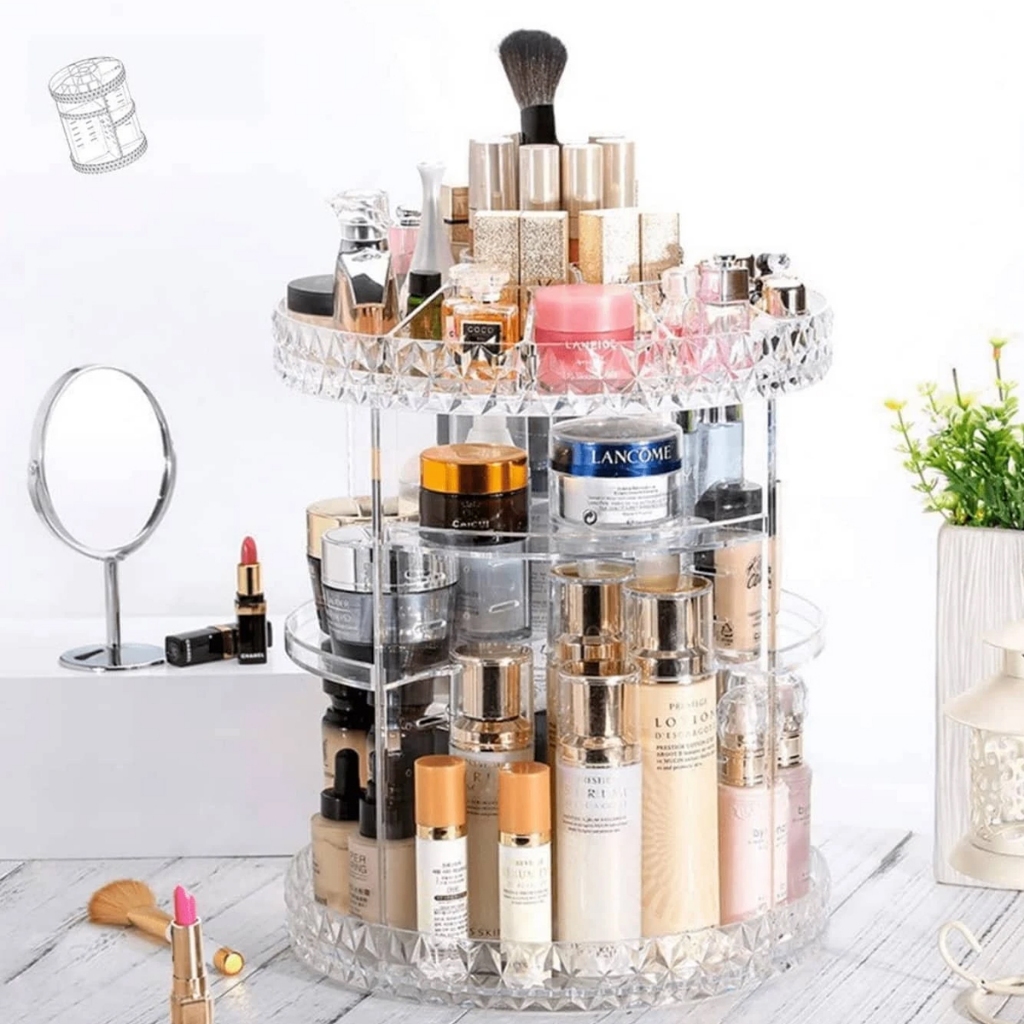 Organizador de maquiagem Acrílico  Giratório 360. Suporte Para Cosméticos