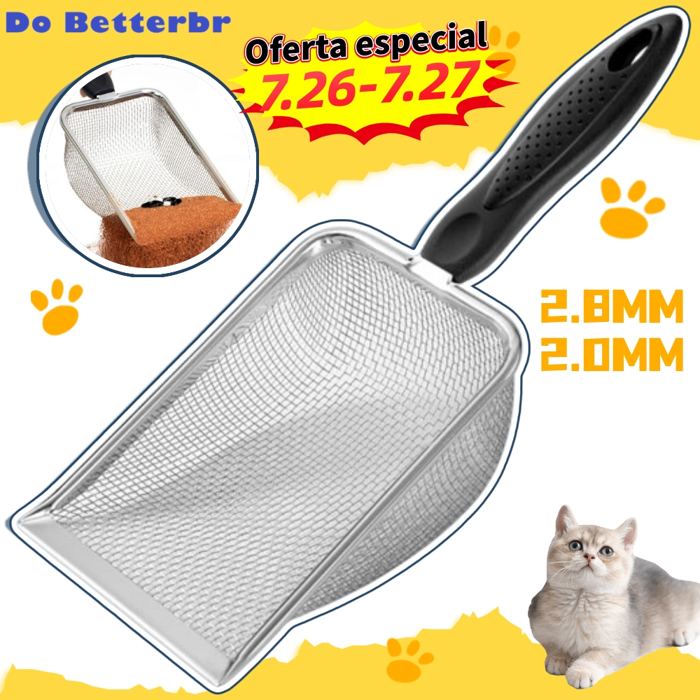 Grande capacidade Pá Peneira de Areia Coletora Higiênica Pet Gato Cachorro Lagarto Aço Inox – Areia