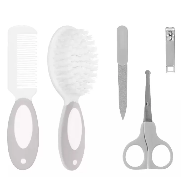 Kit Cuidados e Higiene para Bebê 5 Peças Cinza &
