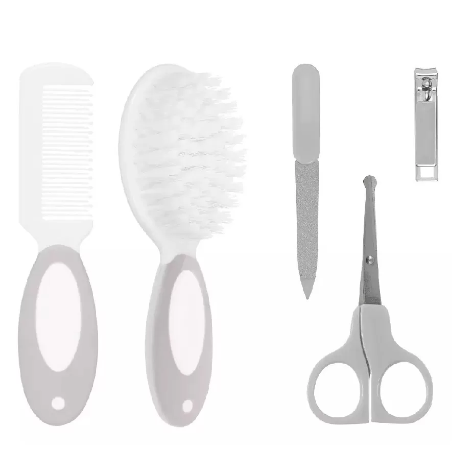 Kit Cuidados e Higiene para Bebê 5 Peças Cinza – Buba