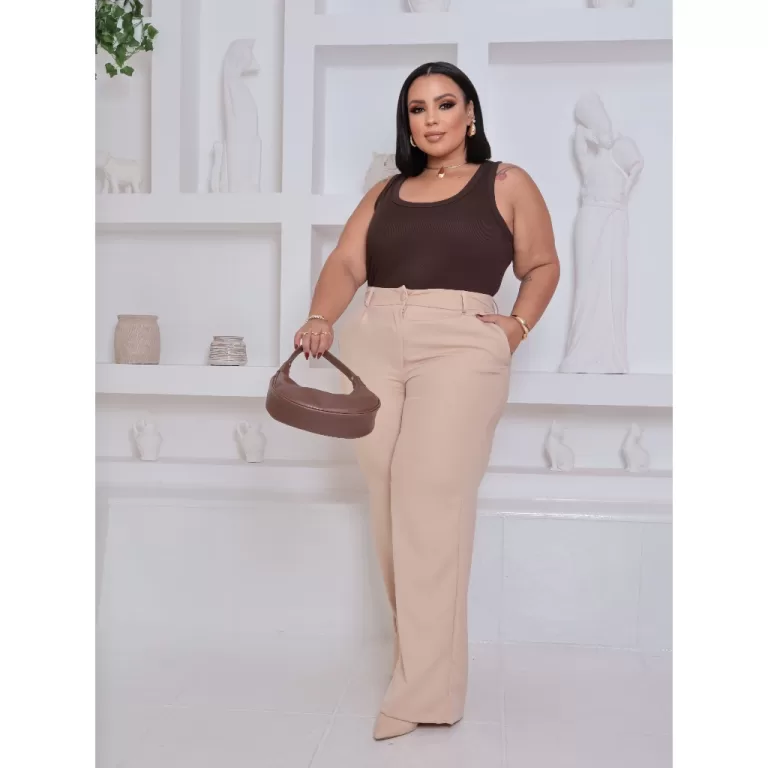 Calca Plus Size Alfaiataria Pantalona Feminina Pan