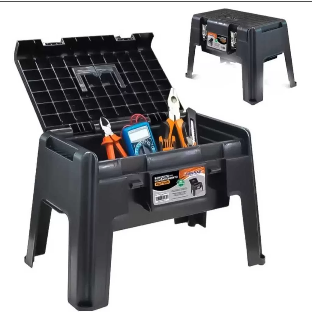 Banqueta Multifuncional Mala Maleta Porta Ferramentas Multiuso Promoção