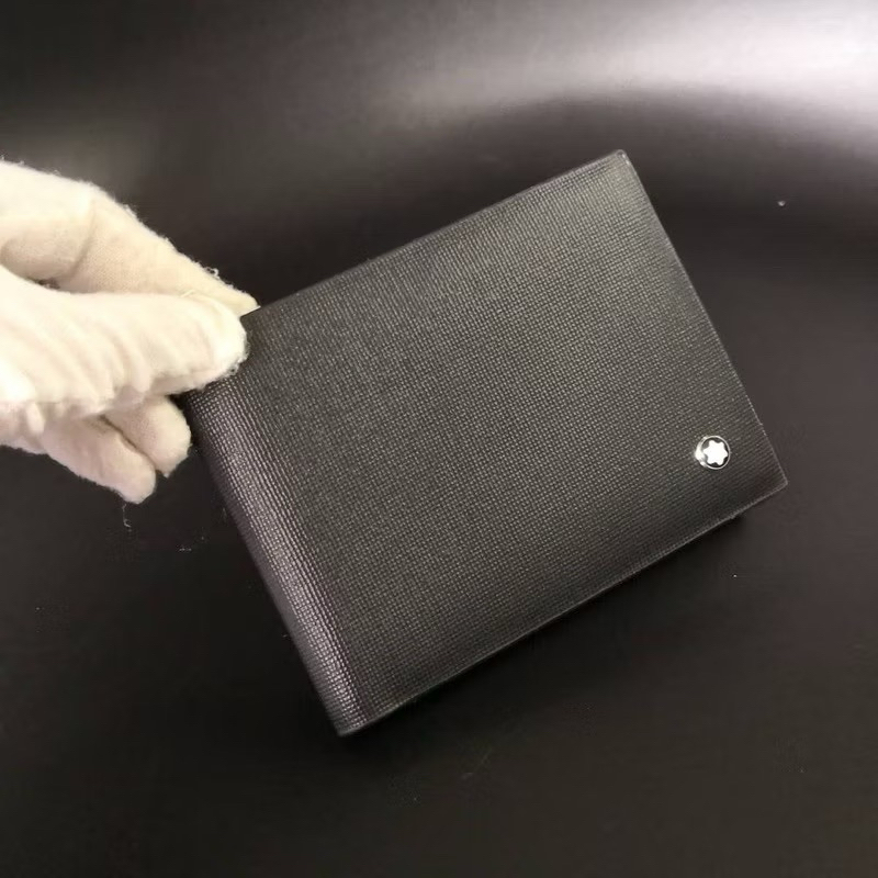 Carteira Masculina Mont Em Couro Preto Com Porta Cartões Acompanha Saquinho