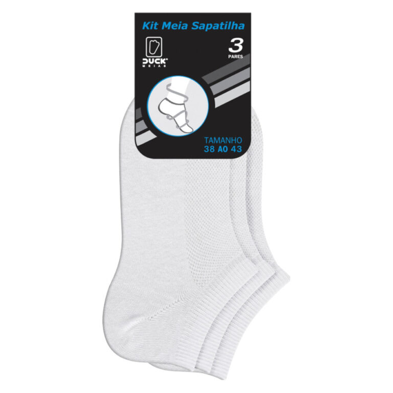KIT 3 PARES MEIA SAPATILHA CASUAL ATÉ O TORNOZELO
