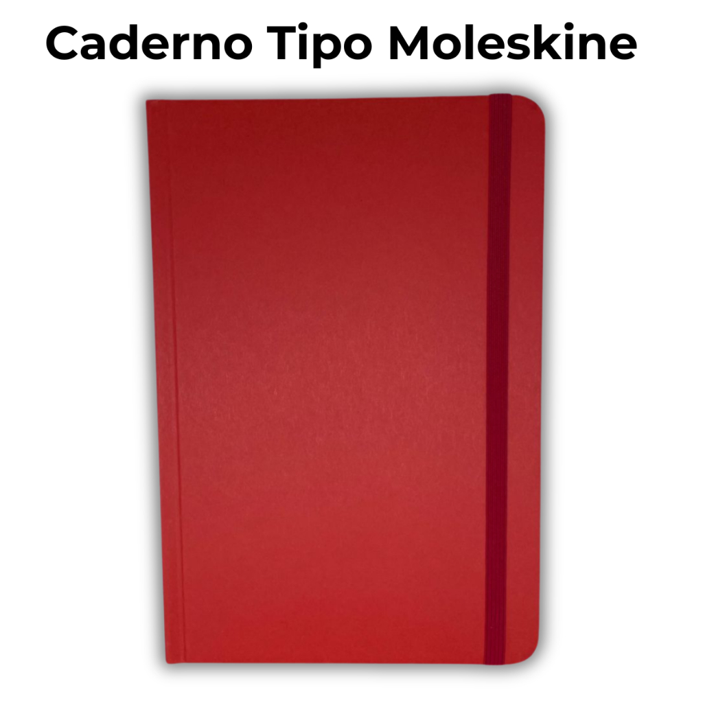 Caderno Vermelho Tipo Moleskine Para Anotação e Desenho 21×14 Sem Pauta Folha Branca