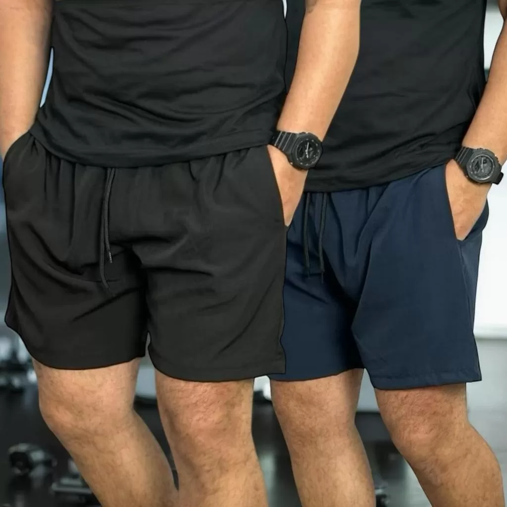 Kit 2 Bermuda Elastano Plus Size P ao G3 Masculina Shorts Academia