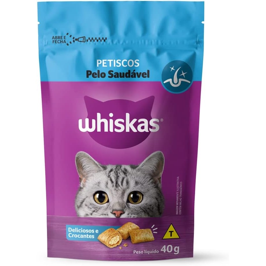 Petiscos Para Gatos Adulto Whiskas Pelo Saudável