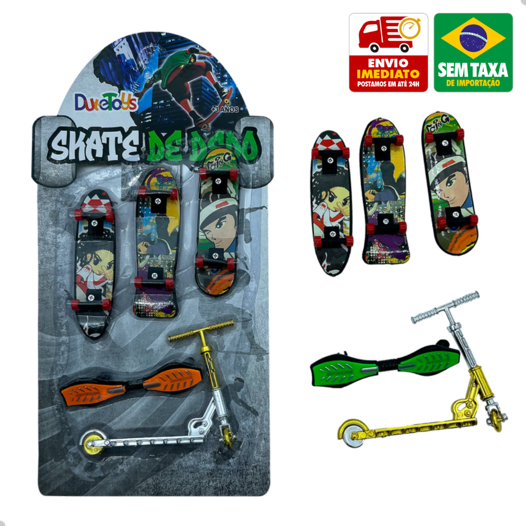 Brinquedo Skate Dedo Patinete Hoverboard Kit Reparo 8 Rodinhas Chave DuteToys DTE0556 DTE0555