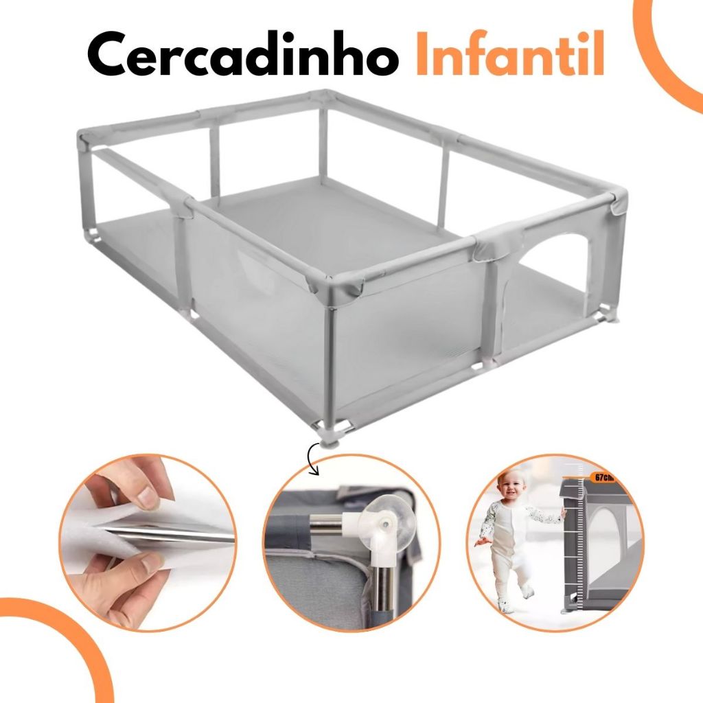 Cercadinho Bebê Grande Infantil Portátil Chiqueirinho 180×150 Seguro Fácil Montagem Alta Qualidade