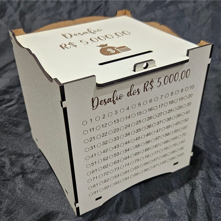 Cofre Desafio MDF, Junte R$5.000, R$10.000 ou R$20