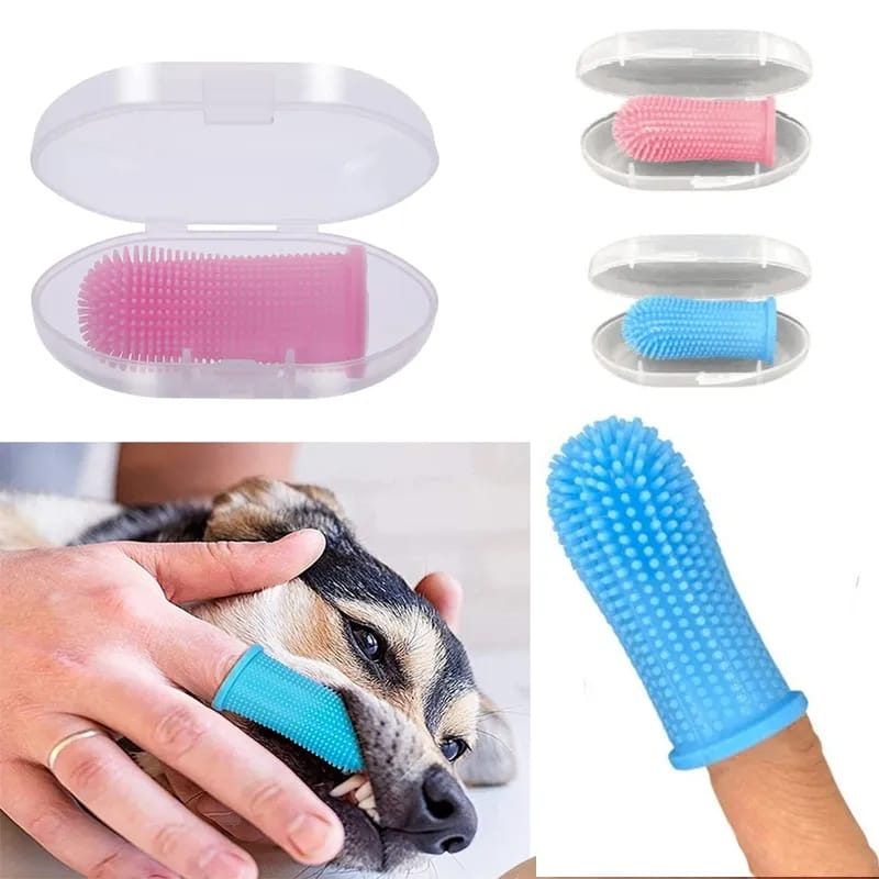 Escova de dente pet silicone bpa free livre maleável com estojo limpeza de dentes ultra macia 360°