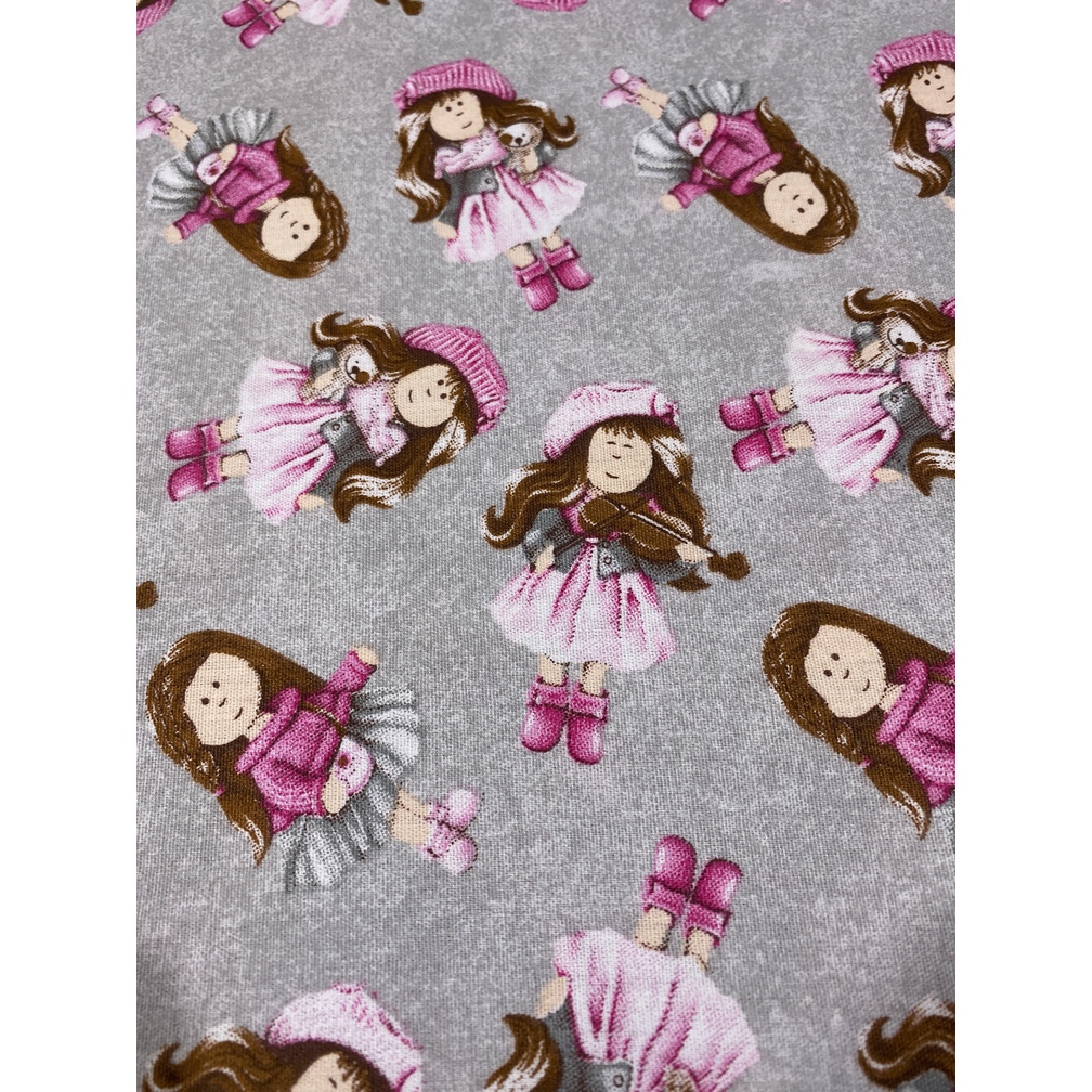Tecido Tricoline Estampado 100% Algodão – Bonequinha