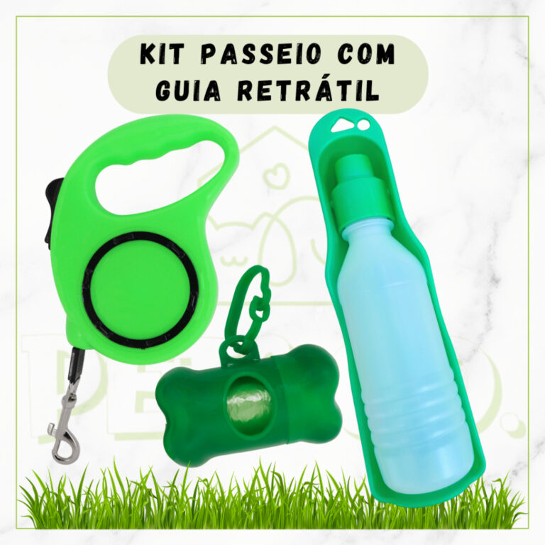 Kit Passeio para Cães e Gatos  Guia Retrátil, Ca