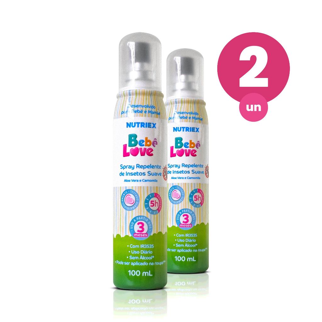 Kit 2 Repelente de Insetos Spray Bebê Love Suave 5 Horas 100ml Nutriex