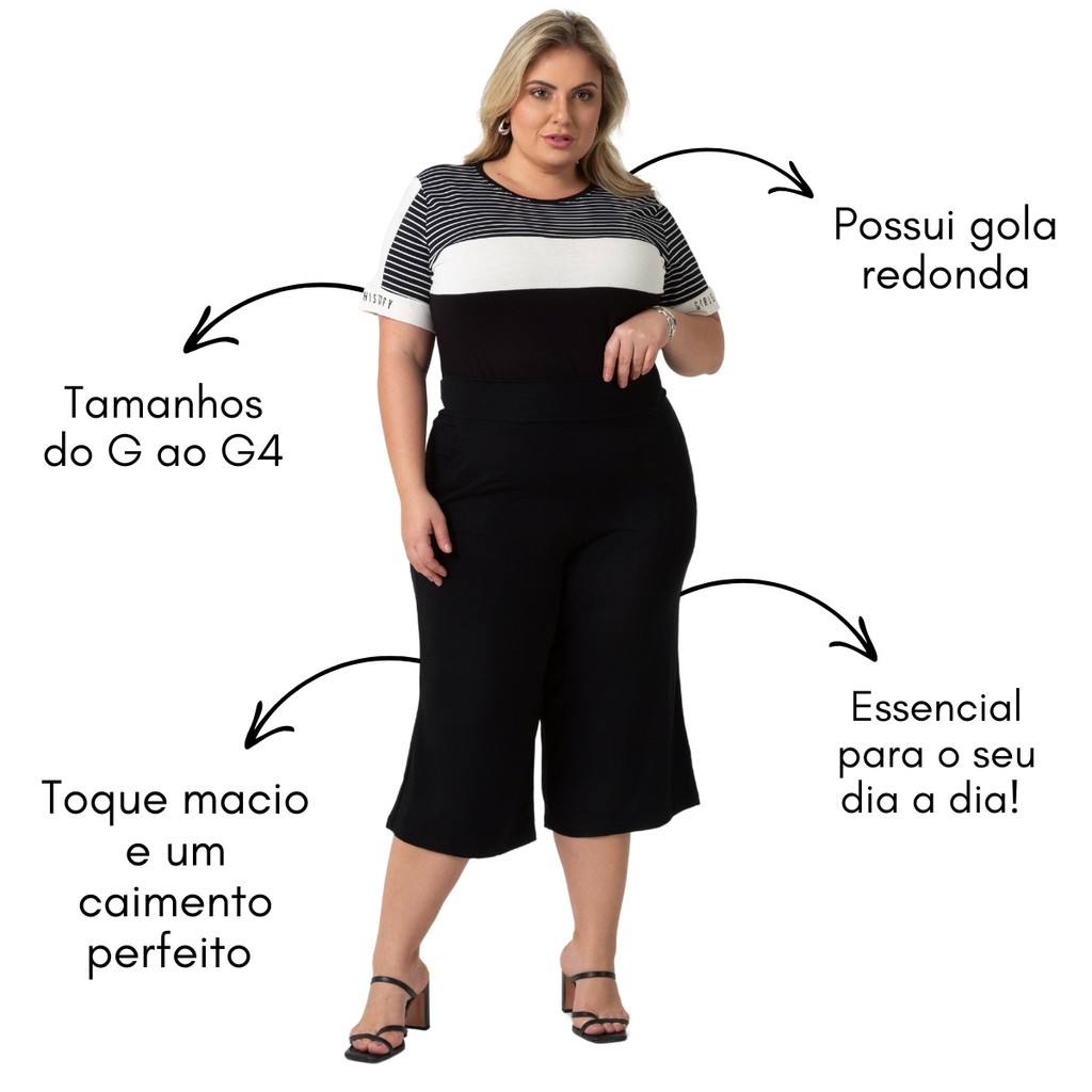 Conjunto Blusa Listrada + Calça Pantacourt 102544-102507