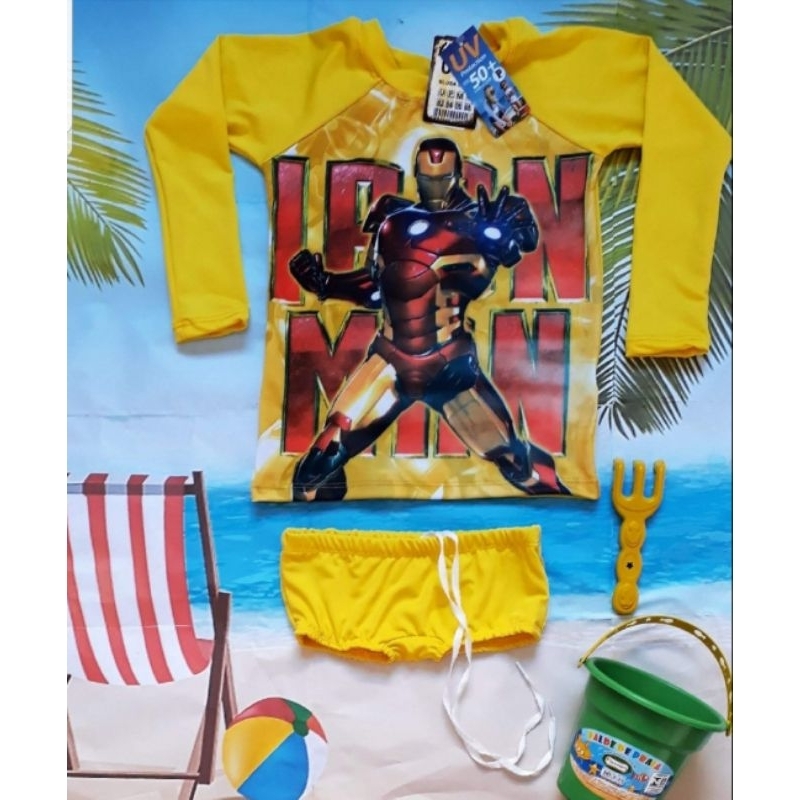 conjunto térmico praia e piscina Iron man tam 4 anos,6 anos e 8 anos