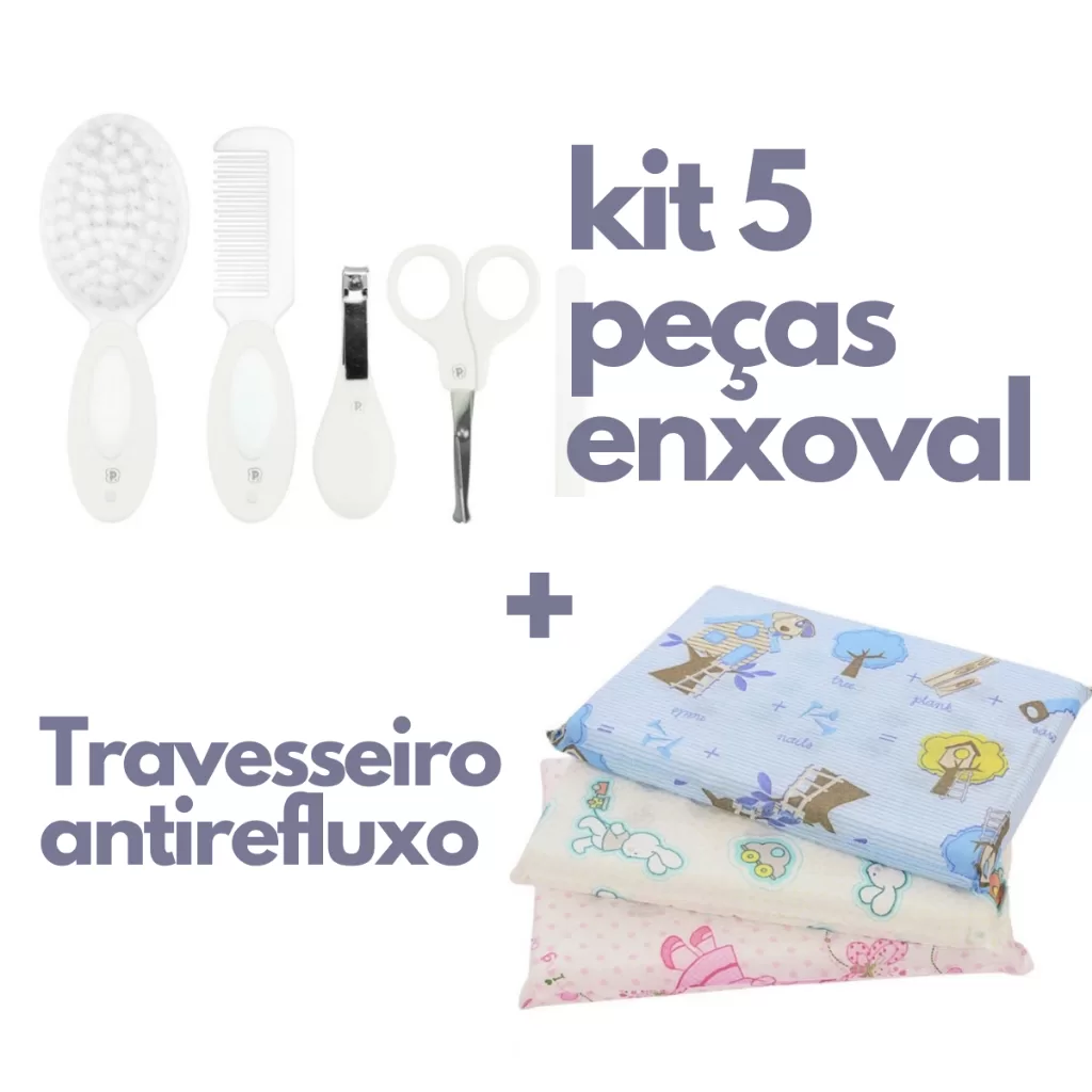 Kit 6 Peças para Bebê  Higiene Pimpolho + 1 Travesseiro antirefluxo
