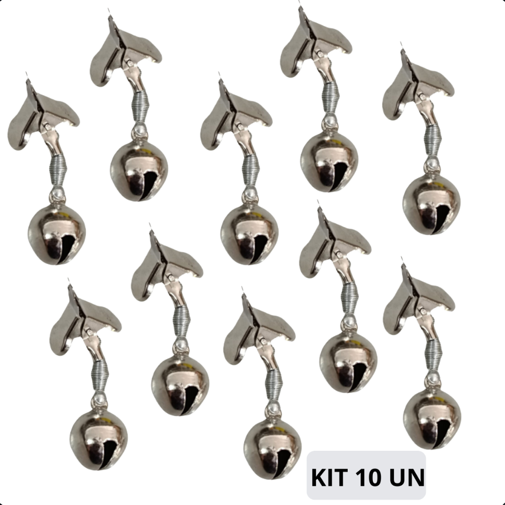 Kit 10 Sino Alarme Chocalho Pesca Guizo C/fixador Para Pesca