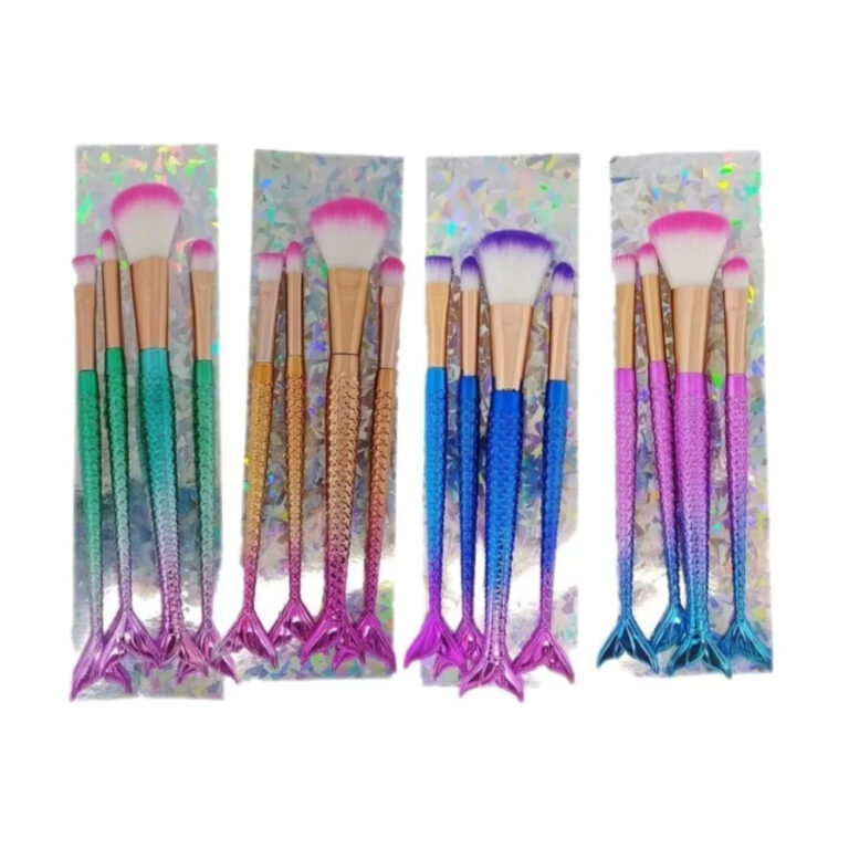 Kit 4 pincel sereia para maquiagem