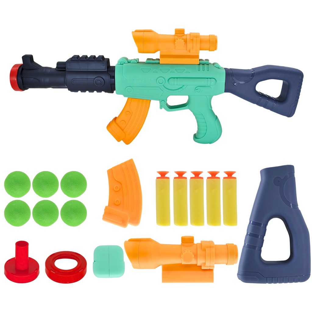 Arminha Infantil Rifle Lança Dardos Bolinhas Com Acessórios
