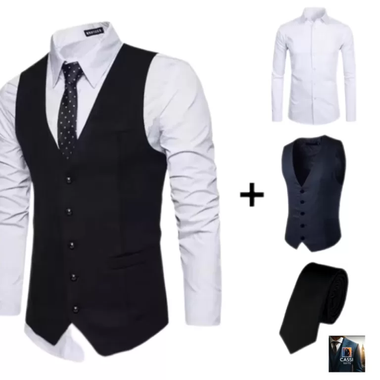 Conjunto Colete Social + Camisa Social + Gravata Q