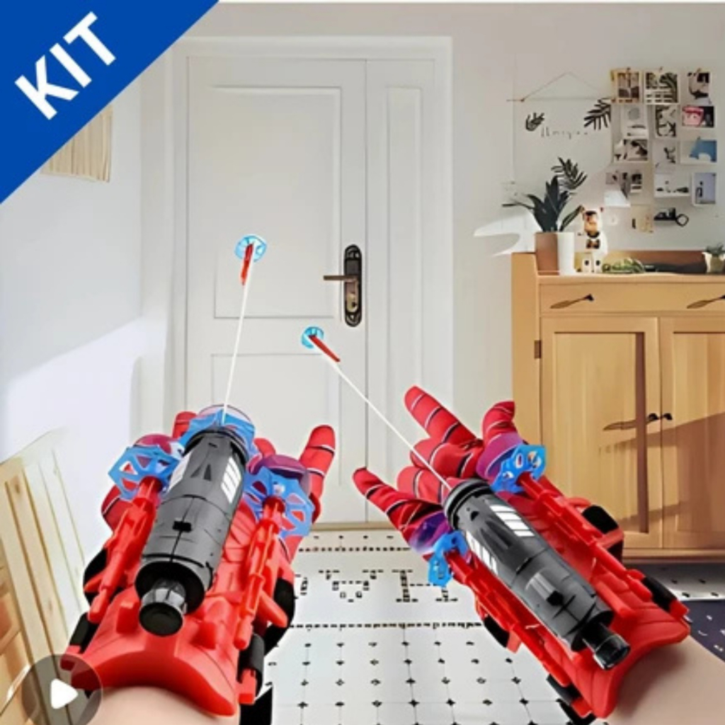 Luvas Homem Aranha Infantil Lançador de Teia Dardo Brinquedo Spider Man