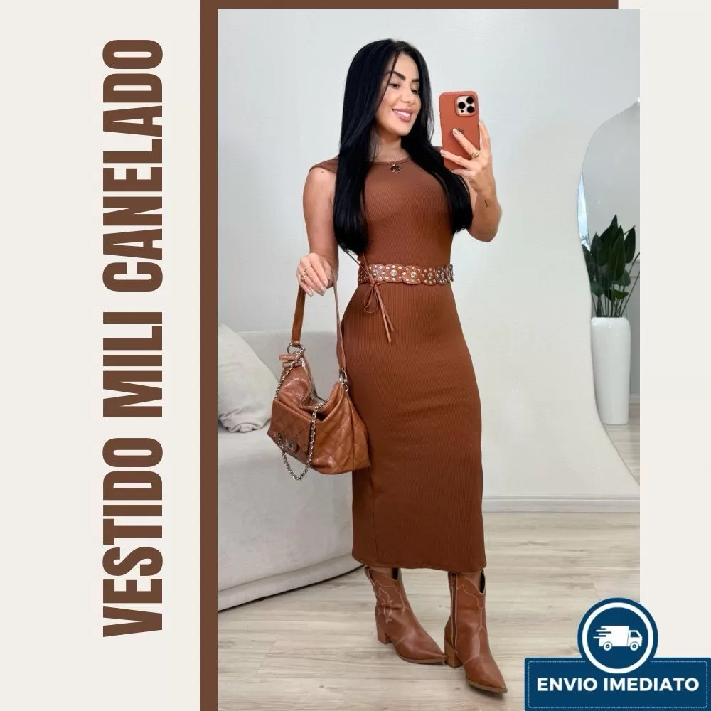 Vestido canelado elegante e simples outono inverno 2025 sem transparência envio imediato