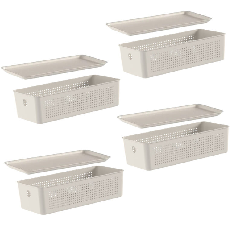Conjunto 4 Cestos Flow Organizador Empilhável Com