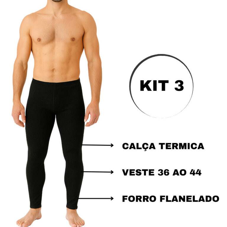 KIT 3 Meia Calça Térmica Masculina Forro Flanela