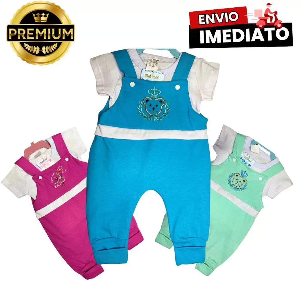 Conjunto Macacão Jardineira + Camiseta Infantil Criança Premium