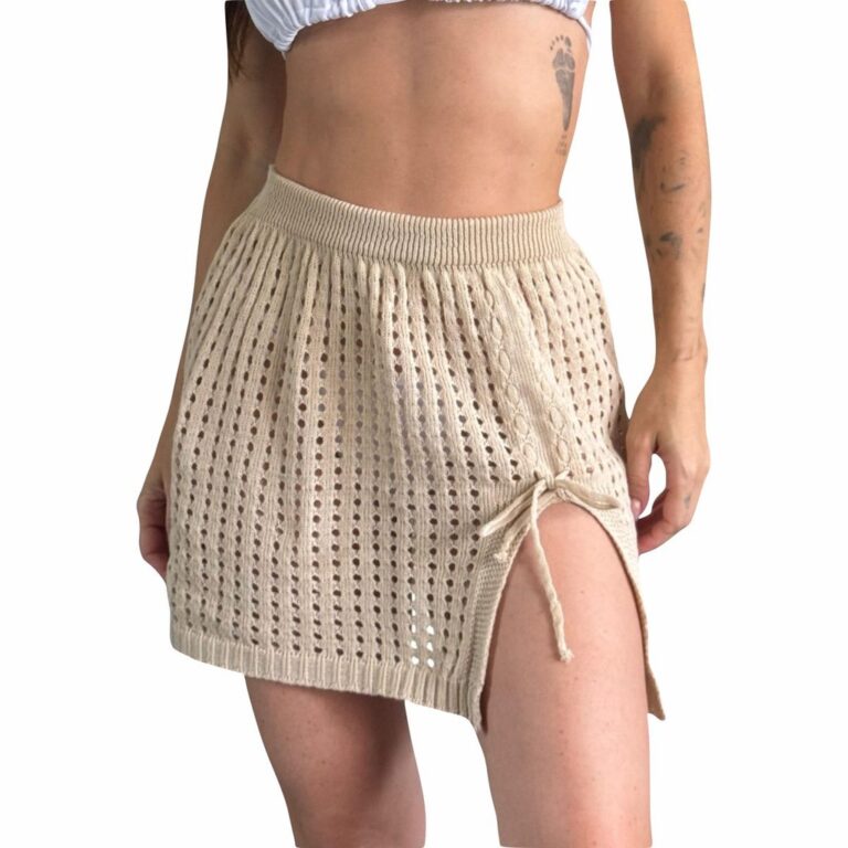 Tricot Verão Moda Praia Saia Feminina com Cordão
