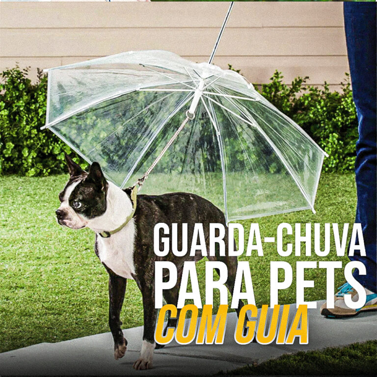 Guarda-Chuva Transparente para Pets com Guia  Prot