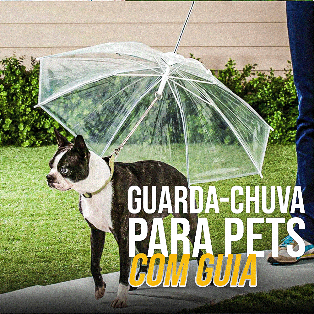 Guarda-Chuva Transparente para Pets com Guia Proteção e Conforto na Chuva